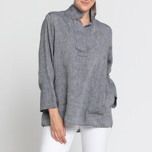 $330 NWT Hinson Wu “Salina” Linen Top in Graphite Sz Large